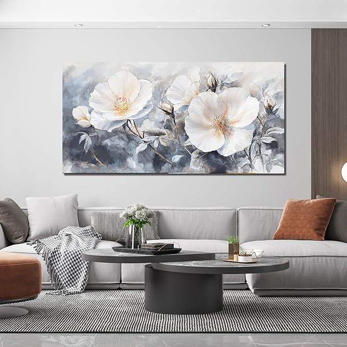 Canvas Wall Art Decor Large Black and White Wall Art Decorations Vintage Flower Wall Art Prints Wall Art Pictures for Living Room Canvas Art Wall Decor Artwork for Walls Home Office Decor 24" X 48"