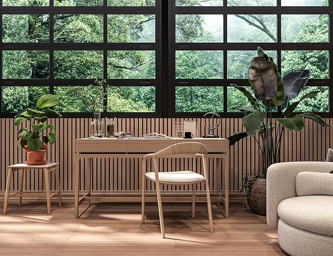 2 Pack – 94” x 12.6” 3D Acoustic Slat Wood Wall Panels | Soundproof Decorative Wall & Ceiling Panels | Modern Noise-Reducing Acoustic Paneling for Home, Office & Studio (Light Cold Oak.)