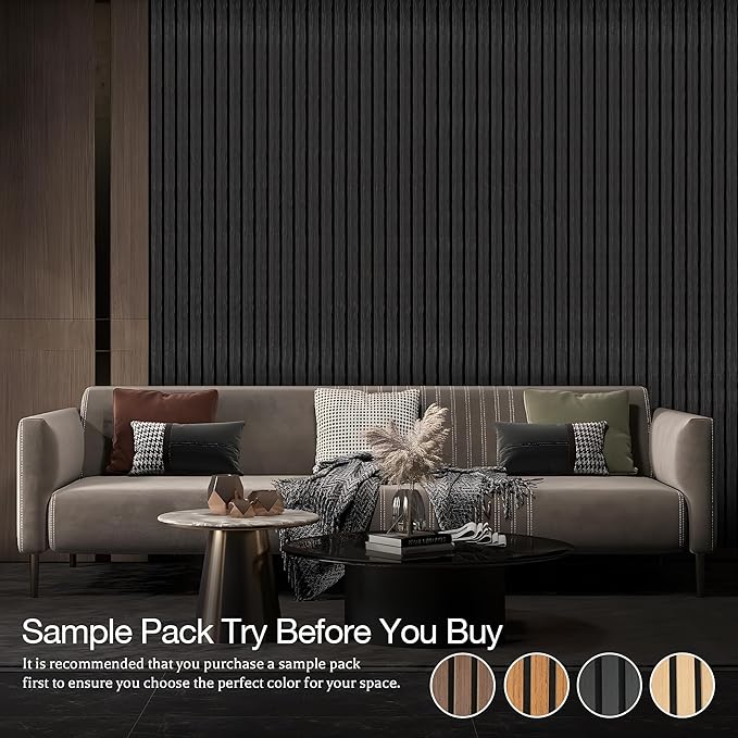 4-Pack 4.7" x 5.9" Wood Slat Wall Panel, Soundproof Wooden Paneling for Interior Wall Decor, Wood Slat Acoustic Panels for Wall- 4 Colors Samples Pack