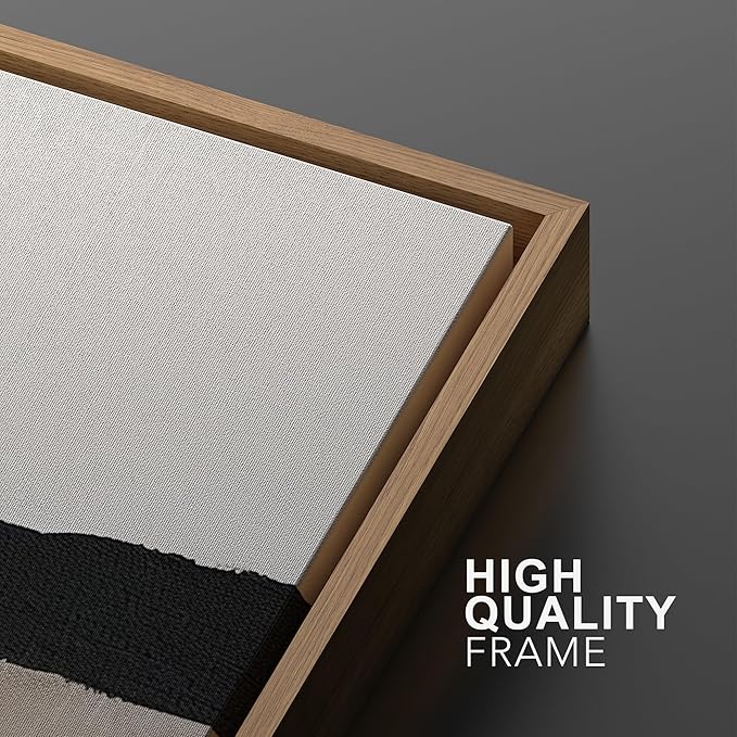 MUDECOR Framed Wall Art Print Set Minimalist Abstract Black Horizontal Brushstroke Illustrations Modern Art Boho Decorative Colorful Chic for Living Room, Bedroom, Office - 16"x24"x3 Natural