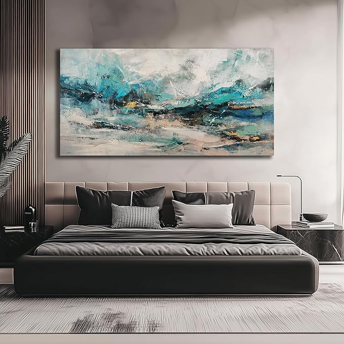 Belmrxne Large Abstract Wall Art Black and Gold Wall Decor Unique Canvas Painting Aesthetic Artwork for Living Room Bedroom Dining Room Office Home Decor 30x60 Inch