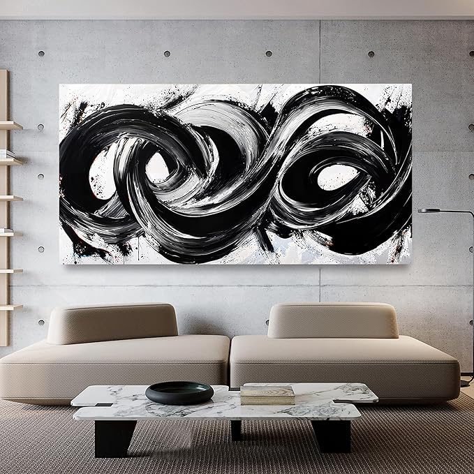 Abstract Wall Art Decor Wall Pictures for Living Room Abstract Canvas Art Wall Decor Large Black and White Wall Art Prints Oversized Minimalist Wall Art Decorations Bedroom Home Wall Art Decor 29" X 58"