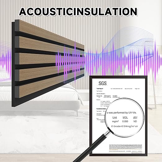 4 Pack Wood Slat Wall Wood Paneling,95 x 8 in Soundpoof Wooden Engineered Wooden Slat Wall Panels,Stylish Acoustic Wall Panels for Interior Wall Decor with Felt Backing,Walnut