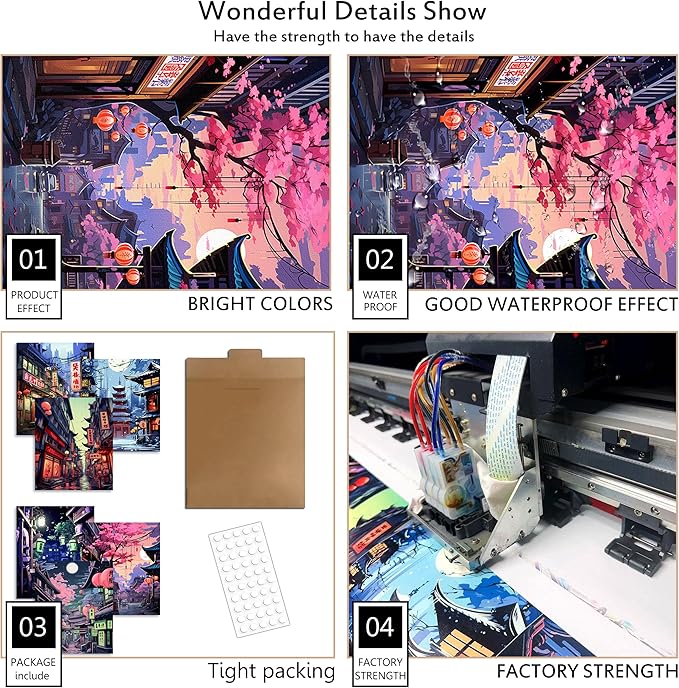 Luodroduo Japanese Wall Art Set of 6 Japan Rural Architecture Abstract Scenery Illustration Wall Decor Countryside Streets Canvas Art Poster for Living Room Bedroom Wall Art (A, 11"x14" UNFRAMED)