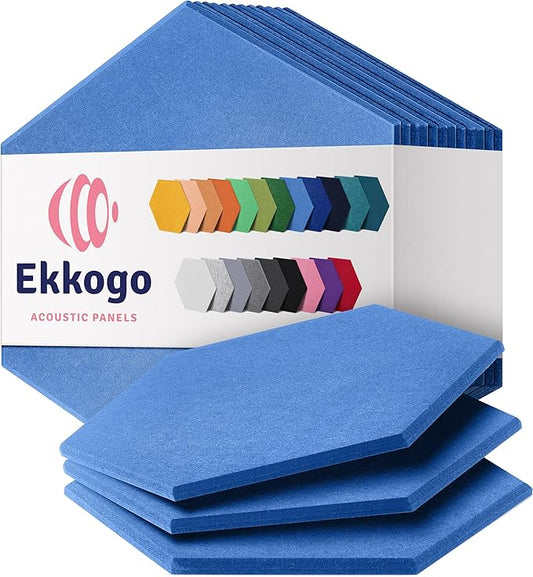 Acoustic Panels 12-Pack Soundproof Wall Panels 12"X10.4"X0.4" Sound Panels High Density Sound Dampening Panels - [Grand Blue Hexagon]