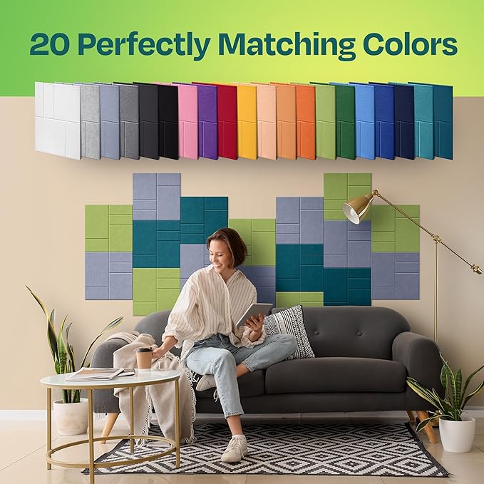 Acoustic Panels 12-Pack Soundproof Wall Panels 12"x12"x0.4" Decorative Sound Dampening for Your Home, Office, Studio, Bedroom & More with Unique GridFrame Carving [Dusky Gray]