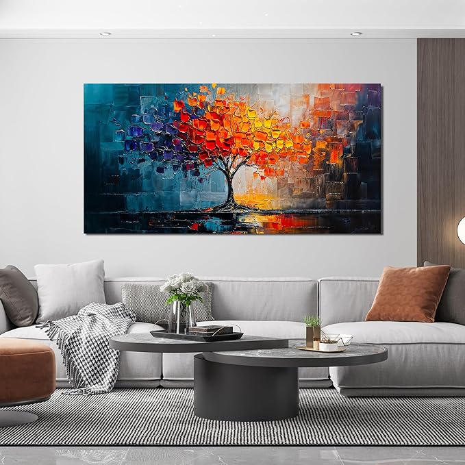 Canvas Wall Art Decor Tree of Life Wall Art Modern Wall Art Pictures for Living Room Colorful Wall Art Prints Canvas Art Wall Decor Large Artwork for Walls Kitchen Bedroom Office Decor 24" X 48"
