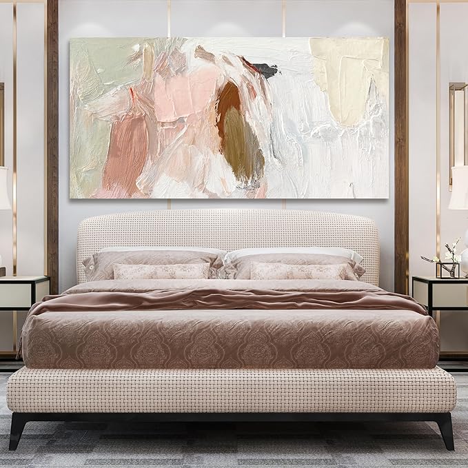 Canvas Wall Art Decor Large Wall Art Pictures For Living Room Pink and White Wall Art Decor Abstract Art Work Wall Decoration Abstract Wall Art Prints for Bedroom Office Kitchen Wall Decor 29" x 58”