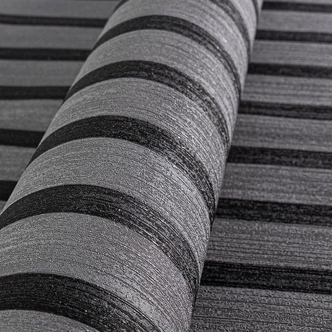 A.S. Création Non-Woven Wallpaper with Wall Panel Motif 0,53 x 10,05 m - Grey Anthracite Black - Wood Look Wallpaper Made in Germany - 786284