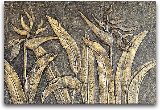 Cliouar-Golden Bird of Paradise Sculpture 3D Three-Dimensional Wallpaper Mural 158" x 110" (Not Self-Adhesive)