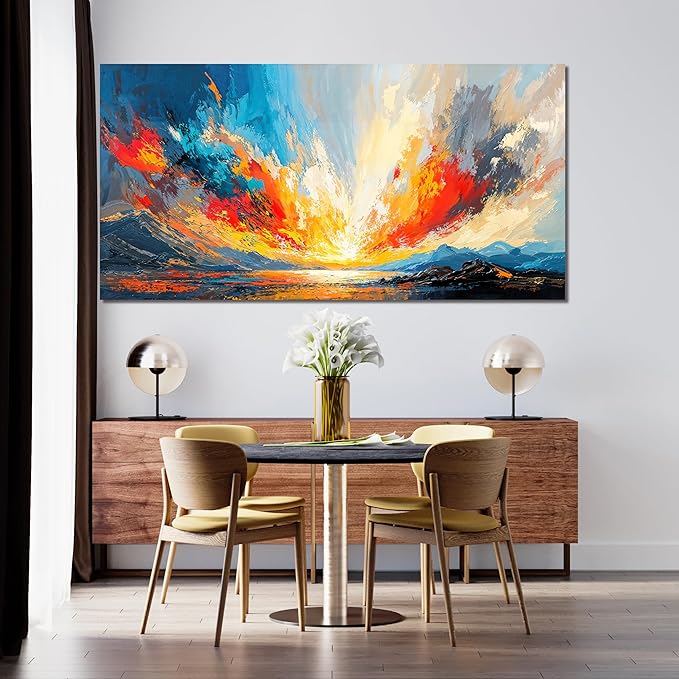 Canvas Wall Art Decor Large Wall Pictures for Living Room Canvas Art Wall Decor Abstract Coastal Landscape Wall Art Artwork for Walls Modern Colorful Wall Art Prints Bedroom Office Wall Art Decor 24"X48"