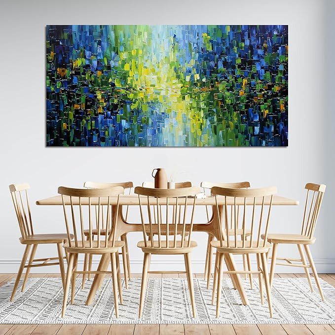Abstract Canvas Art Wall Decor Large Modern Wall Art For Living Room Canvas Wall Art Decor Green Abstract Wall Art Prints Large Blue Wall Art Decor Art Work for Walls Bedroom Office Decor 24" X 48"