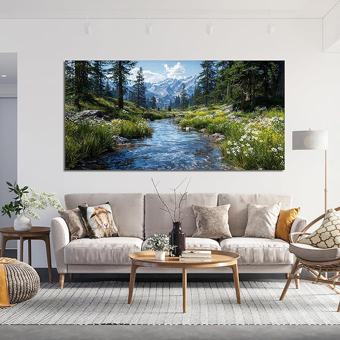 Large Canvas Wall Art Decor Nature Landscape Wall Art Prints Artwork For Walls Green Botanical Wall Art Decorations Wall Art Pictures For Living Room Canvas Art Wall Decor 24"X48" Bedroom Office Decor