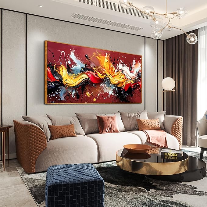 Ouzzlie Colorful Wall Decor Red Art for Living Room Large Wall Pictures Abstract Artwork Home Decor Prints Wall Art 29"x 59"