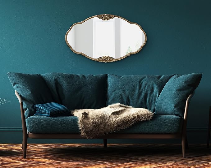 Kate and Laurel Novella Glam Ornate Mirror; 18x30; Gold; Traditional Baroque Inspired Wall Decor