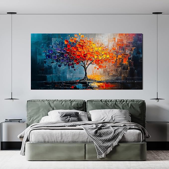 Canvas Wall Art Decor Tree of Life Wall Art Modern Wall Art Pictures for Living Room Colorful Wall Art Prints Canvas Art Wall Decor Large Artwork for Walls Kitchen Bedroom Office Decor 24" X 48"