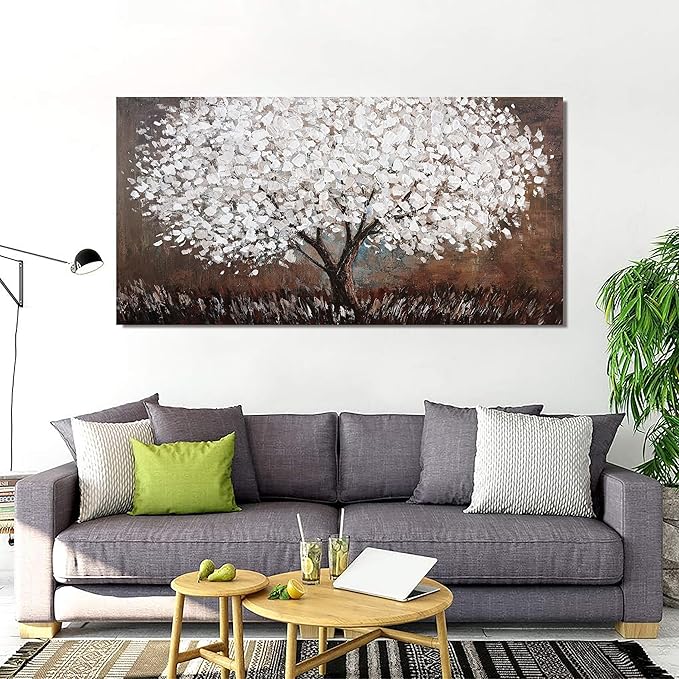 Canvas Wall Art Decor Artwork for Walls Large Black and White Wall Art Decor for Living Room Tree of Life Wall Art Vintage Tree Flower Wall Decor Art Paintings for Room Home Office Wall Decor 29"X58"