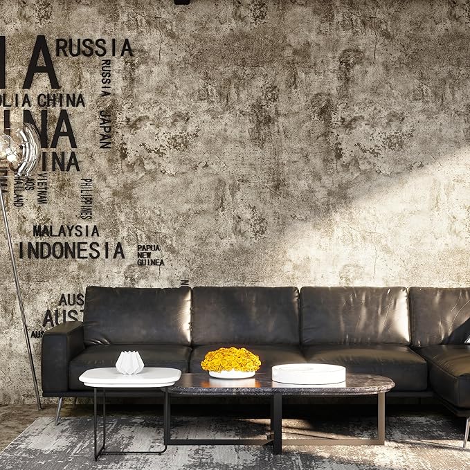 JSEVEM 31"×591" Extra Wide Thick Light Brown Grey Concrete Wallpaper Peel and Stick Industrial Brown Gray Concrete Cement Contact Paper Vinyl Adhesive Stickers for Bedroom Bathroom Office Room Walls
