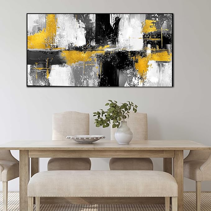 Abstract Art Wall Decor - Black Art Work for Living Room Walls - Big Picture Frames for Wall Size 29" x 59"