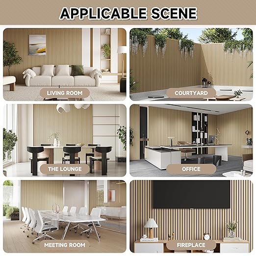 2 Pack Wood Slat Wall Wood Paneling,95 x 8 in Soundpoof Wooden Engineered Wooden Slat Wall Panels,Stylish Acoustic Wall Panels for Interior Walls Decor with Felt Backing,Oak