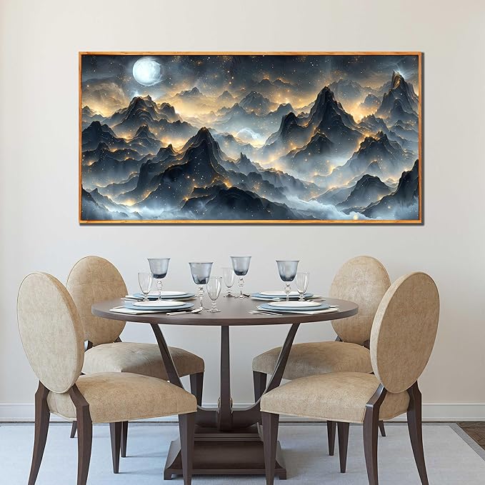 Large Wall Art Landscape Wall Paintings for Living Room Mountain Artwork Black Art 29"x 59" Nature Wall Decor Bird Posters for Home Office