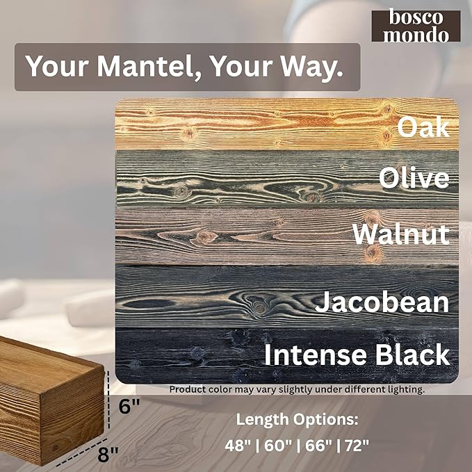 BoscoMondo Fireplace Mantel, Wall-Mounted 72 inch Floating Shelf for Wall, Tv Shelf, Rustic Shelf - 8x6x72 Aged Oak