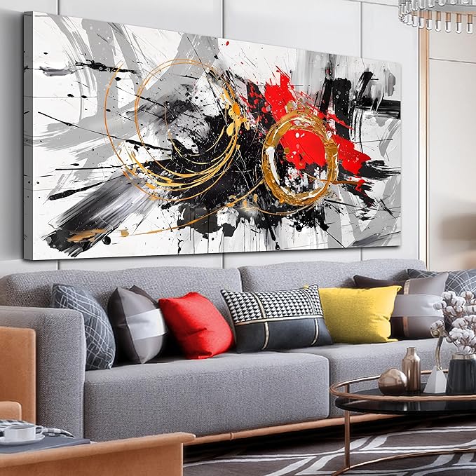 CIRABKY Black and White Wall Art Large Abstract Art Wall Decor Living Room Wall Art Bedroom Office Artwork Pictures Size 29" x 59"