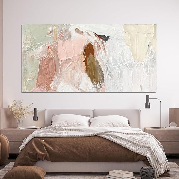 Canvas Wall Art Decor Oversized Wall Art Pictures For Living Room Pink and White Wall Art Decor Abstract Wall Art Prints Abstract Art Work Wall Decor For Walls Home Office Wall Decoration 35"X70"