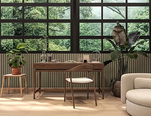 Alamosa Acoustic Paneling - 106' x 12.6' Soundproof 3D Slat Panels (Set of 20) in Green with White Base