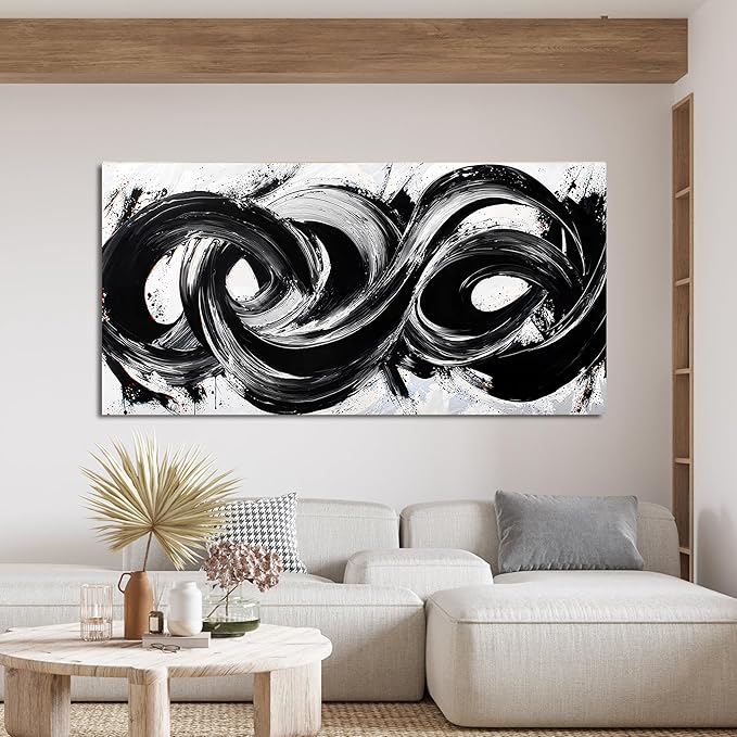 Abstract Wall Art Decor Wall Pictures for Living Room Abstract Canvas Art Wall Decor Large Black and White Wall Art Prints Oversized Minimalist Wall Art Decorations Bedroom Home Wall Art Decor 29" X 58"
