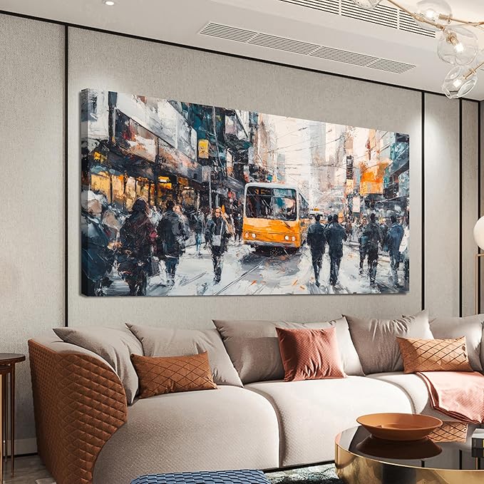 AIXMGSJS Canvas Wall Art Decor Wall Art Pictures for Living Room Abstract Canvas Art Wall Decor Modern Colorful Wall Art Prints City Life Art Decorations Artwork for Walls Home Office Decor 20" X 40"