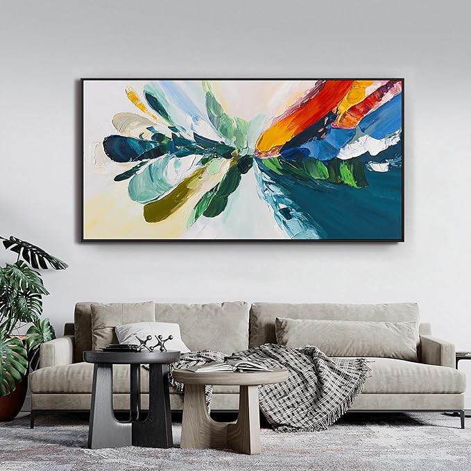 Canvas Wall Art Decor Large Framed Wall Art Prints Wall Art Pictures For Living Room Blue White Wall Art Decorations Canvas Abstract Art Wall Decor Artwork for Walls Bedroom Office Decor 29" x 58"