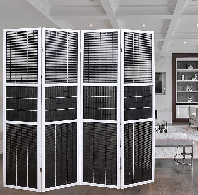 4 Panel 6ft Tall Modern Style Standing Wall Partition Room Divider Panel Indoor Separation, Folding Privacy Screens, Living Room, Partition & Space Divider, Freestanding Inexpensive