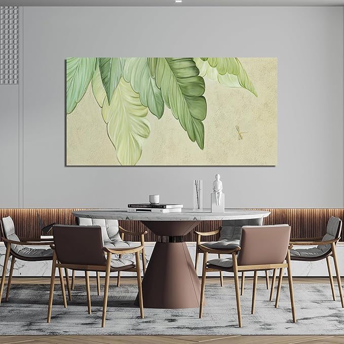 Canvas Wall Art Decor Large Modern Green Wall Art Prints Art Work for Wall Decor Wall Art Pictures for Living Room Boho Botanical Wall Art Decorations Artwork for Walls Bedroom Office Decor 24" X 48"