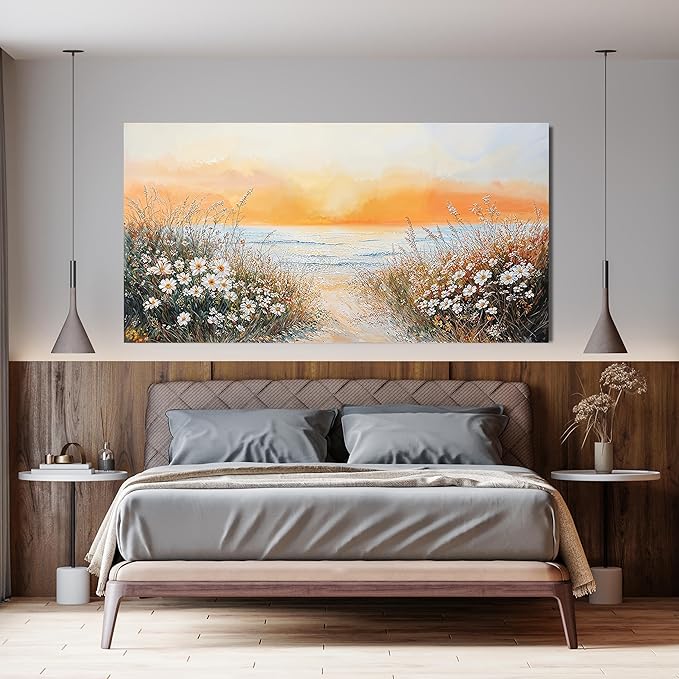 Canvas Oversized Wall Art Decor Wall Pictures for Living Room Artwork for Walls Large Coastal Beach Wall Art Prints Canvas Art Wall Decor Vintage Landscape Wall Art Bedroom Home Wall Art Decor 29" X 58"