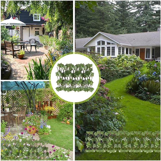 BESPORTBLE Expandable Artificial Trellis Privacy Fence with Realistic Green Leaves Outdoor Garden and Balcony Screen Protector Weather-Resistant Decorative Wall Panel for Courtyard and Patio