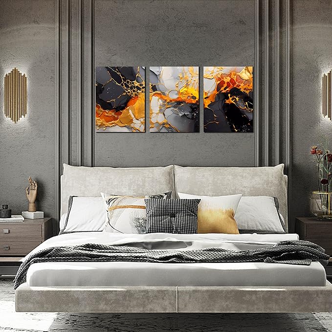 Abstract Pictures for Living Room Wall Decor - Modern Art Wall Decor for Office - 3 Piece Canvas Wall Art for Bedroom Size 12" x 16"