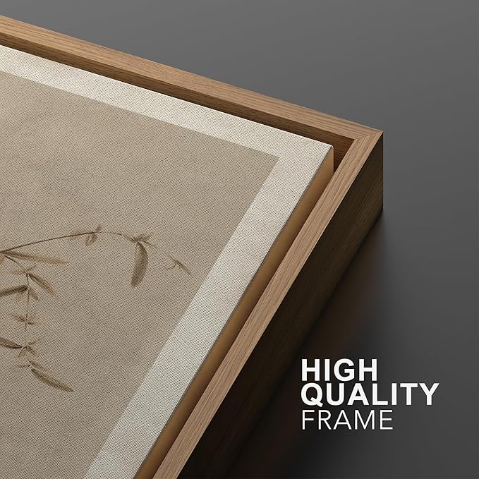 MUDECOR Framed Wall Art Print Set Vintage Bird Wheat Ear Illustrations Modern Art Boho Decorative Colorful Chic for Living Room, Bedroom, Office - 24"x36"x3 Natural