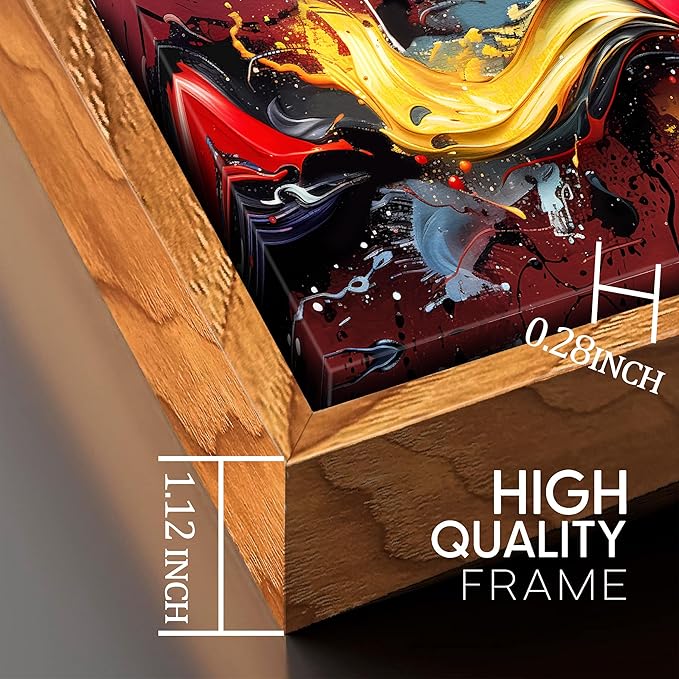 Ouzzlie Red Wall Art Gold Wall Decor Colorful Pictures Azure Blue Abstract Wall Art Decor 24"x 48" in Wall Paintings for Living Room