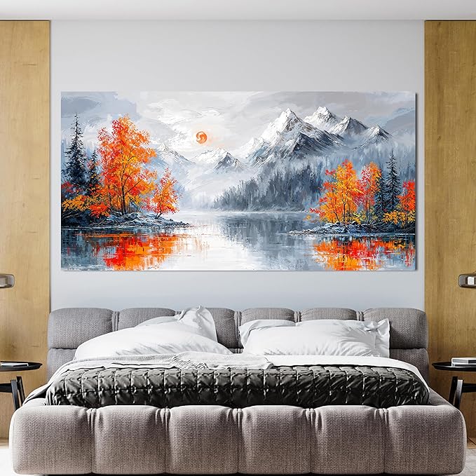 Canvas Oversized Wall Art Decor Wall Art Pictures for Living Room Artwork for Walls Large Vintage Forest Wall Art Prints Canvas Art Wall Decor Landscape Mountain Wall Art Bedroom Home Art Decor 29" X 58"