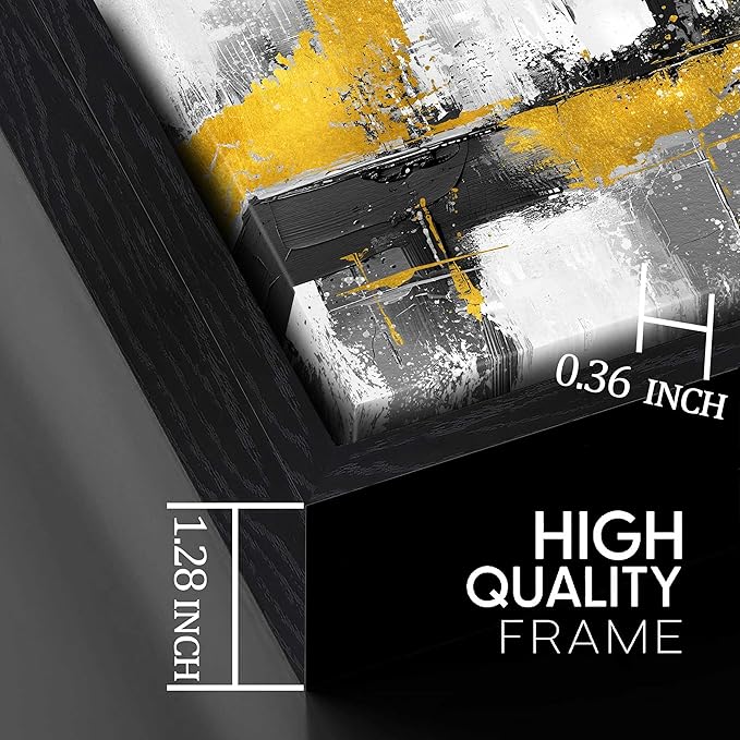 Abstract Art Wall Decor - Black Art Work for Living Room Walls - Big Picture Frames for Wall Size 29" x 59"