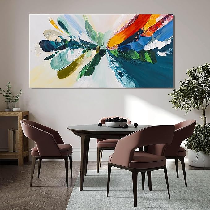 Canvas Wall Art Decor Modern Wall Art Pictures For Living Room Blue White Wall Art Decor Canvas Abstract Art Colorful Abstract Wall Art Prints Art Work For Bedroom Office Home Wall Decor 24" x 48"