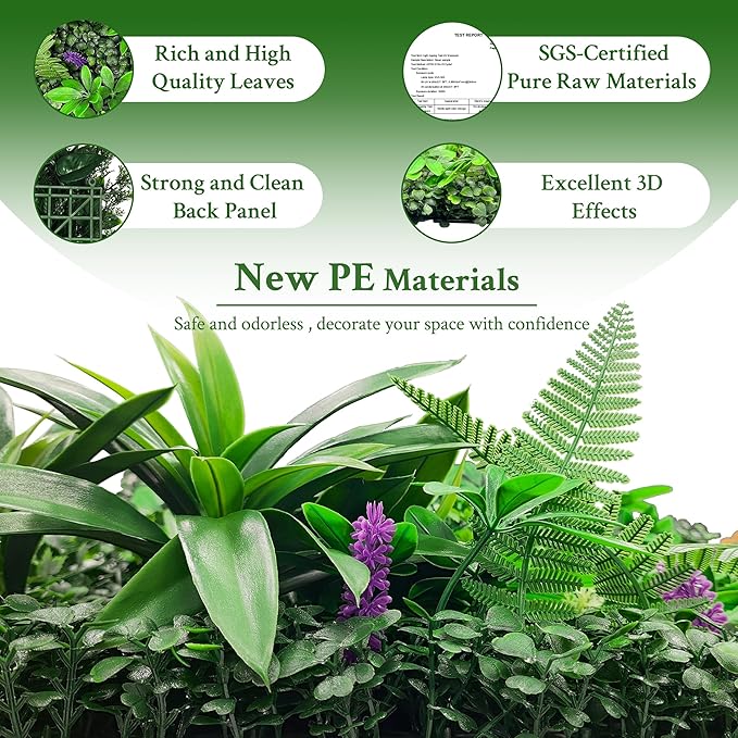 Artificial Greenery Wall Panels: 60'' x 120'' UV-Anti Faux Greennery Grass Wall Privacy Backdrop Fence Screen for Garden Fence Covering Privacy, Outdoor Indoor Home Decor