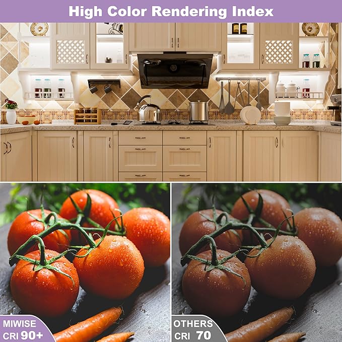 MIWISE COB LED Strip Lights 65.6ft/20m,UL-Listed CRI 90+ Dimmable 6000K Daylight White Super Bright,with APP Control/RF Remote,Work with Alexa/Google,for Cabinet/Bedroom/Kitchen DIY Lighting Projects