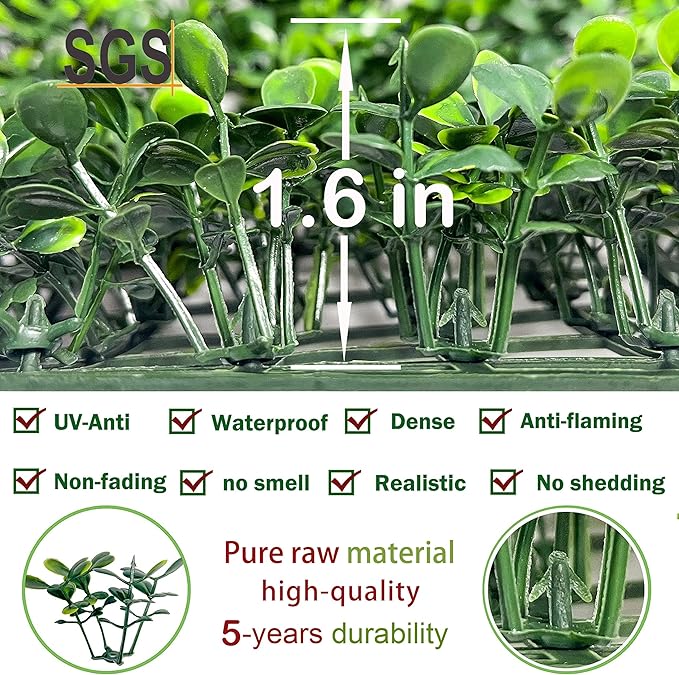 Bybeton Artificial Ivy Privacy Fence Screen,40"x160" (43.05 sqft) UV-Anti Faux Boxwood Leaves Grass Wall Roll for Patio Balcony Privacy, Garden, Backyard Greenery Wall Backdrop and Fence Decor