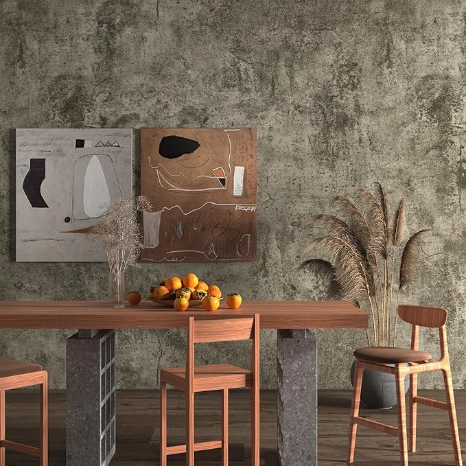 JSEVEM 24"×354" Extra Thick Light Brown Grey Concrete Wallpaper Peel and Stick Industrial Taupe Concrete Contact Paper Vinyl Waterproof Gray Cement Wall Sticker for Bedroom Bathroom Gym Garage Walls