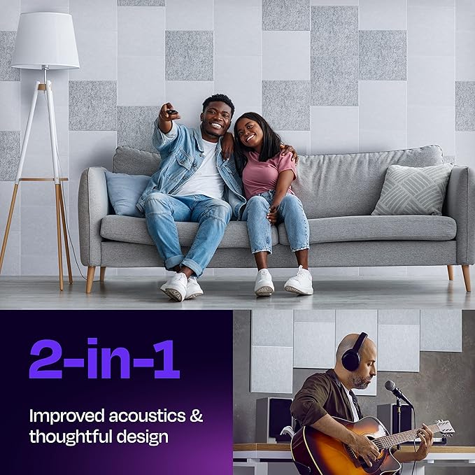 Acoustic Panels 12-Pack Soundproof Wall Panels 12"X12"X0.4" Sound Panels High Density Sound Dampening Panels - [White Square]