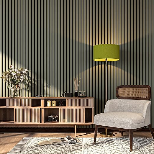 94" x 24" Acoustic Wood Slat Wall Panels – Modern Decorative Soundproof Panels for Walls & Ceilings, Premium Noise-Reducing Wood Paneling for Home & Office (Set of 10) (Alamosa Green)