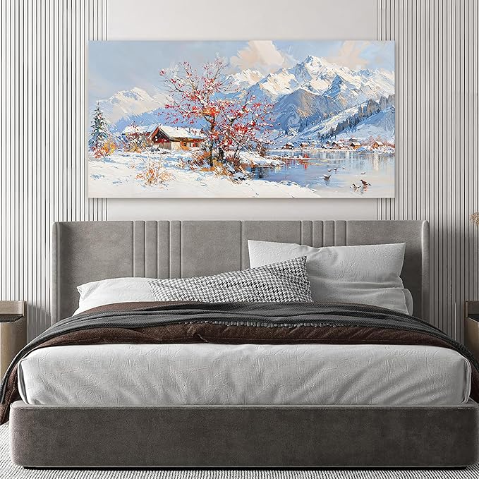 Canvas Wall Art Prints Vintage Wall Art Pictures for Living Room Landscape Farmhouse Wall Art Decorations Canvas Art Wall Decor Red Tree Flower Artwork For Walls Bedroom Office Home Decor 20" X 40"