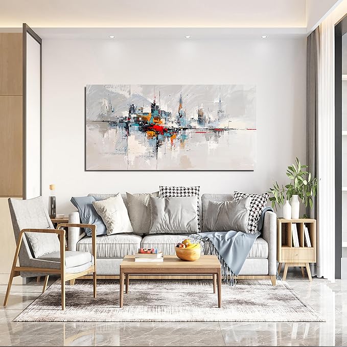 Abstract Wall Art Decor Wall Art Pictures for Living Room Abstract Canvas Art Wall Decor Modern Colorful Wall Art Prints Contemporary City Wall Art Decorations Bedroom Office Home Decor Aesthetic 20" X 40"